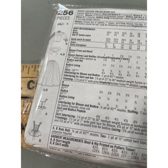 Simplicity 9256 Elizabethan Costume Sizes 14-20 Sewing Pattern Dress and Hat NEW - Picture 5 of 6